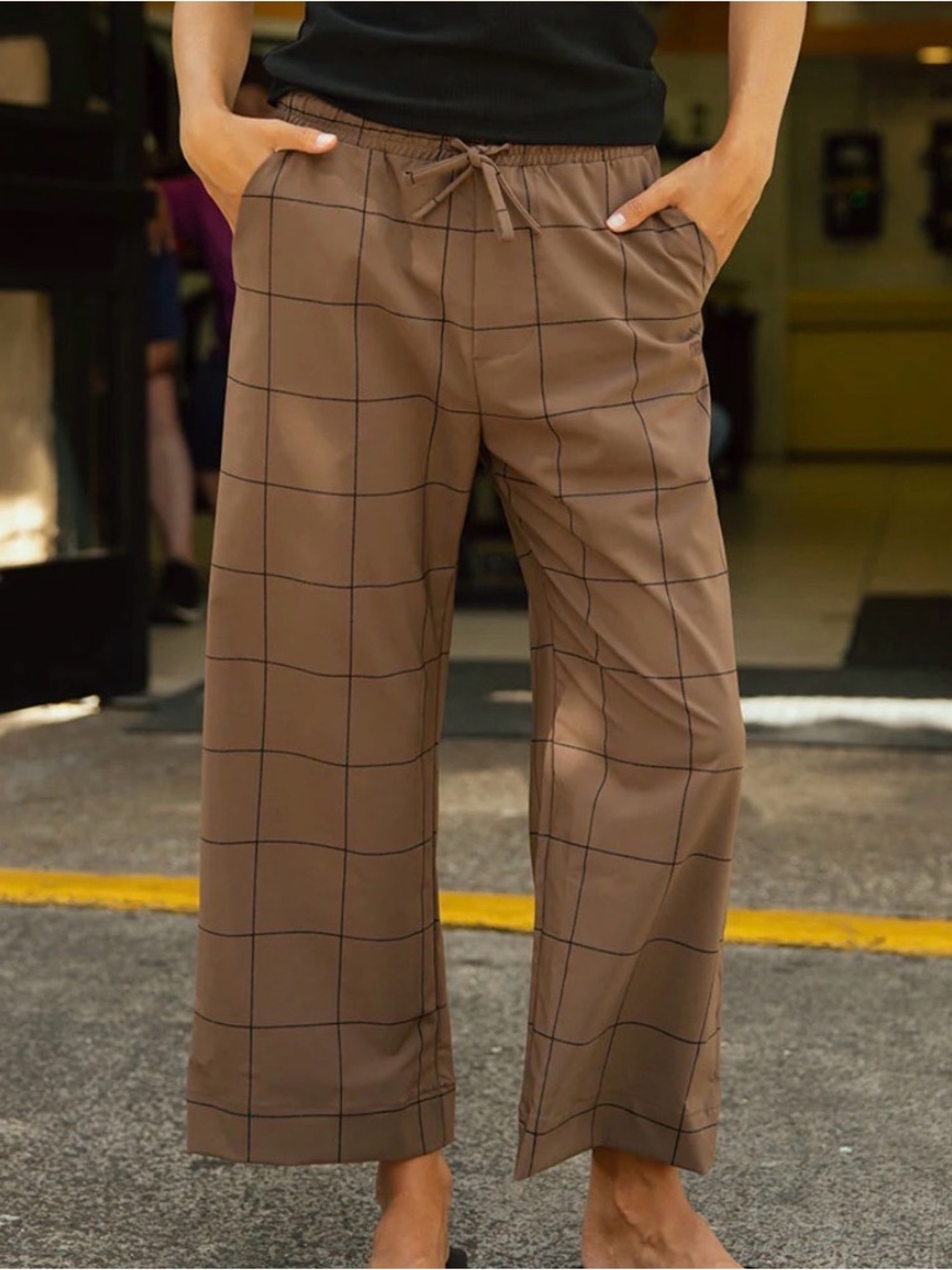 Albion Audrey Mid Rise Wide Leg Pant - Windowpane
